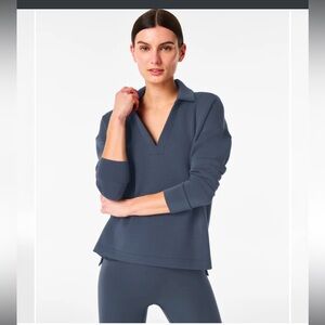 SPANX AirEssentials Polo Top, Dark Storm, Small, NWOT